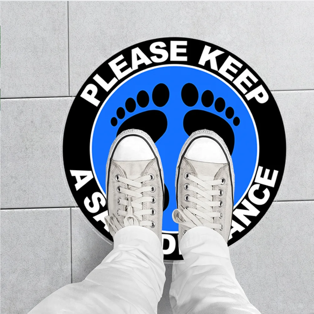 

5 Sheets Epidemic Prevention Stickers Premium Public Places Keeping Distance Decals Applique Self-adhesive Round School