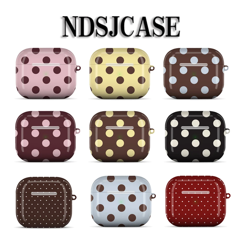 NONE Étui de protection rigide en polycarbonate brillant HD antichoc marron bordeaux pour écouteurs AirPods 1 2 3 Pro Pro2 avec crochet en métal