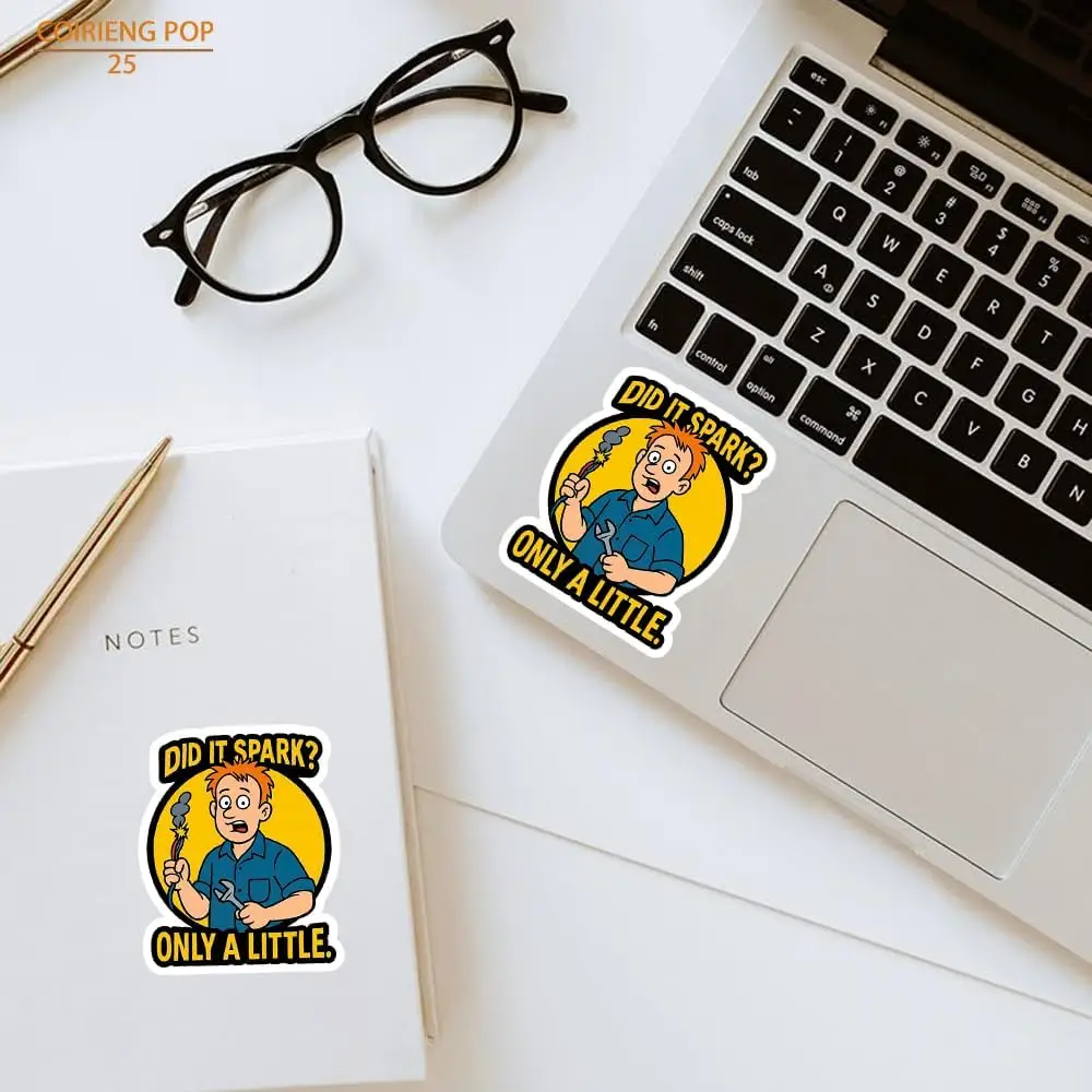 3 قطع من ملصقات الكهربائي المضحكة - هل قضيت شرارة؟ فقط قليلا. - شارات فينيل مقاومة للماء لصندوق الأدوات وأجهزة الكمبيوتر المحمولة وزجاجات المياه #6