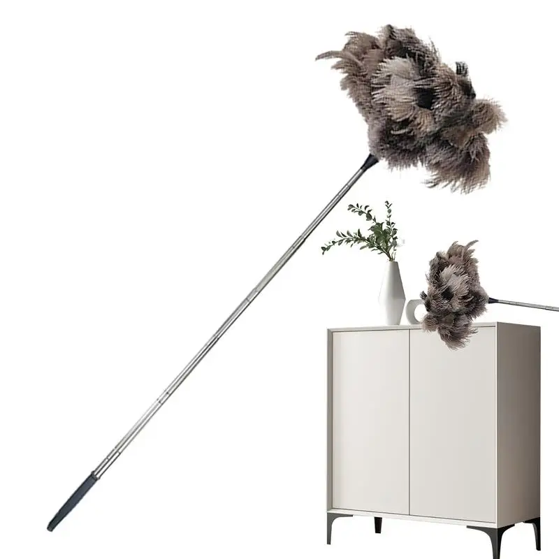 Extendable Duster Furniture Dust Removal Mop 40 Inch Electrostatic Feather Duster With Long Handle For Window Baseboard Vent