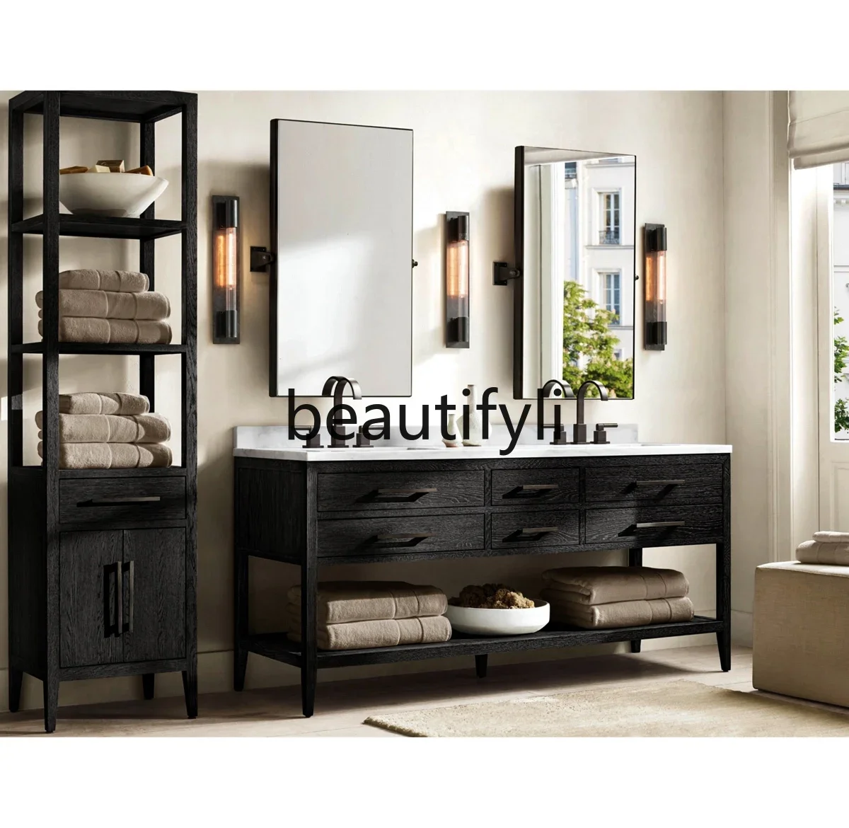 

American bathroom cabinet, washbasin, bathroom cabinet, oak washbasin, solid wood washbasin, single double bath cabinet