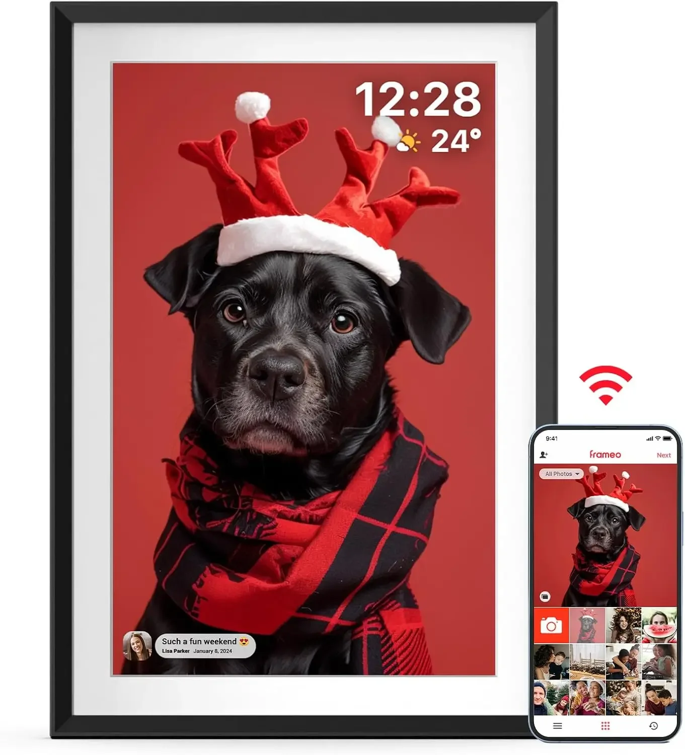 

Digital Picture Frame Frameo Digital Photo Frame, WiFi Electronic Frame with 32GB Storage, 1280x800 HD IPS Touch Screen