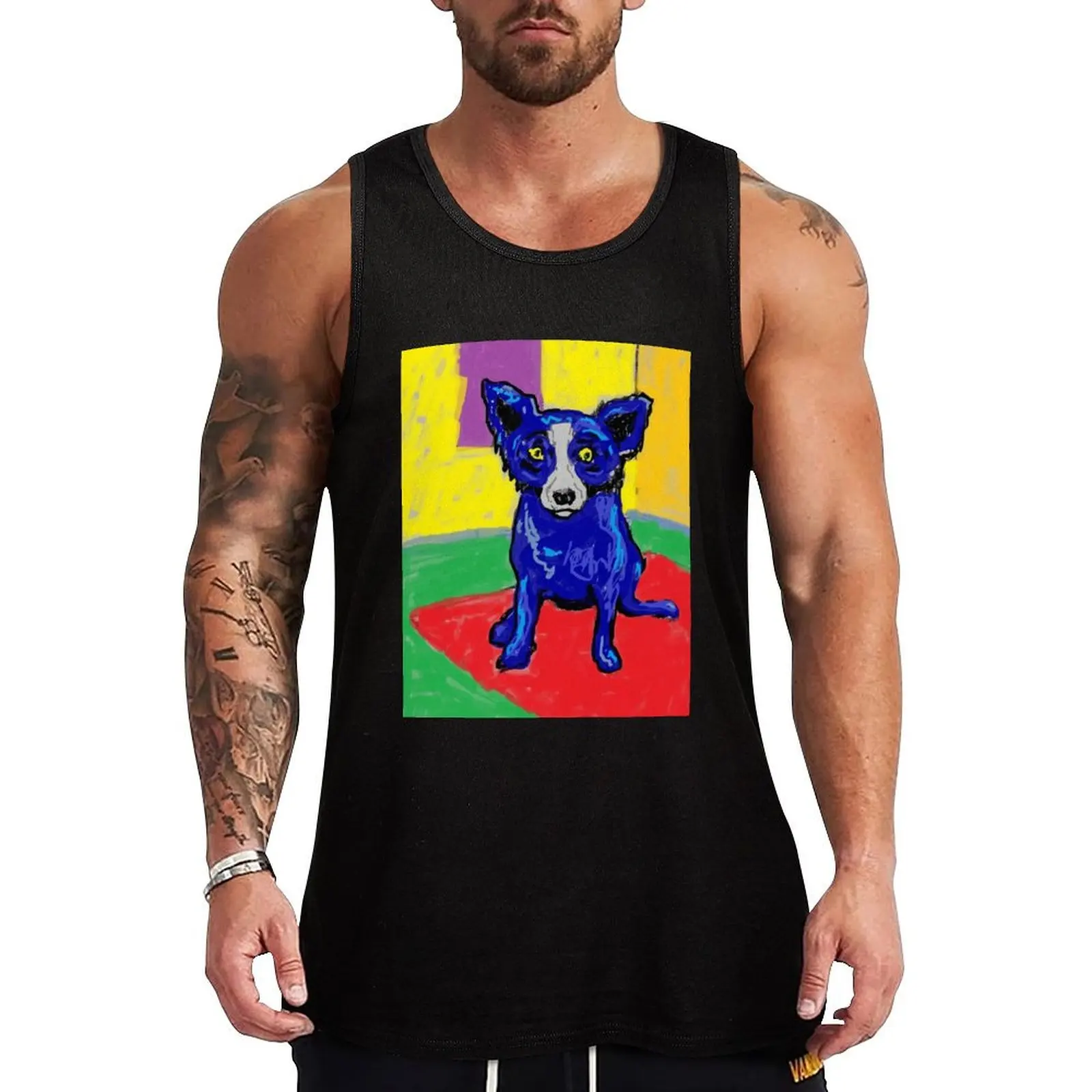 

digital art blue dog after george rodrigue Tank Top Lightweight Sports Tank Top Quick Dry Sleeveless Tee