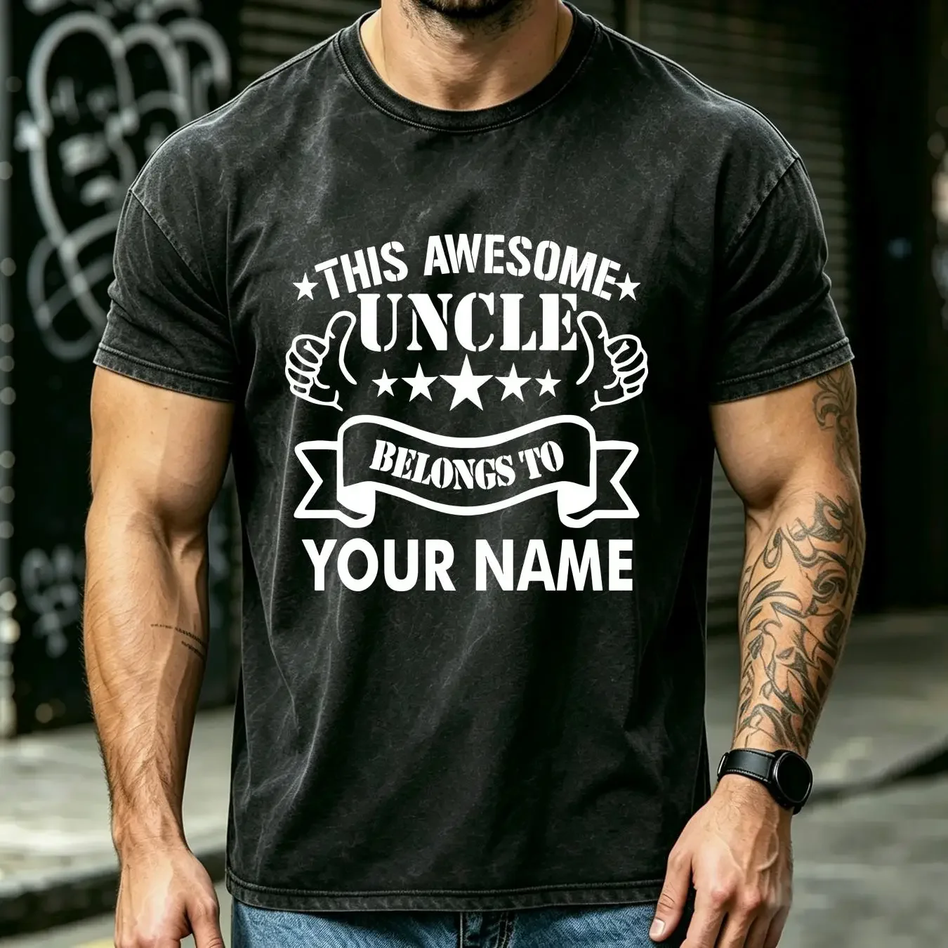 washed T Shirt Personalised This Awesome Uncle Belongs To Your Name Stunning Best Fantastic Friendly Birthday Presents s Tops