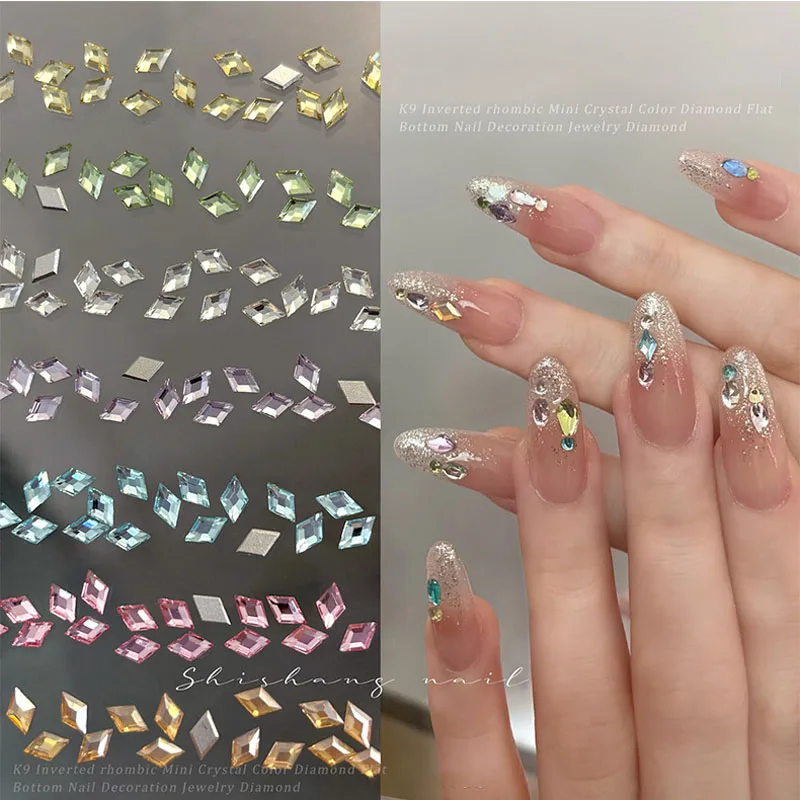 20pcs K9 Mini Sparkle Nail Art Rhinestone 3x5mm Flatback Horse Eye/Rhombus Glass Nail Diamond DIY Chic Tiny Crystal for Nail Art
