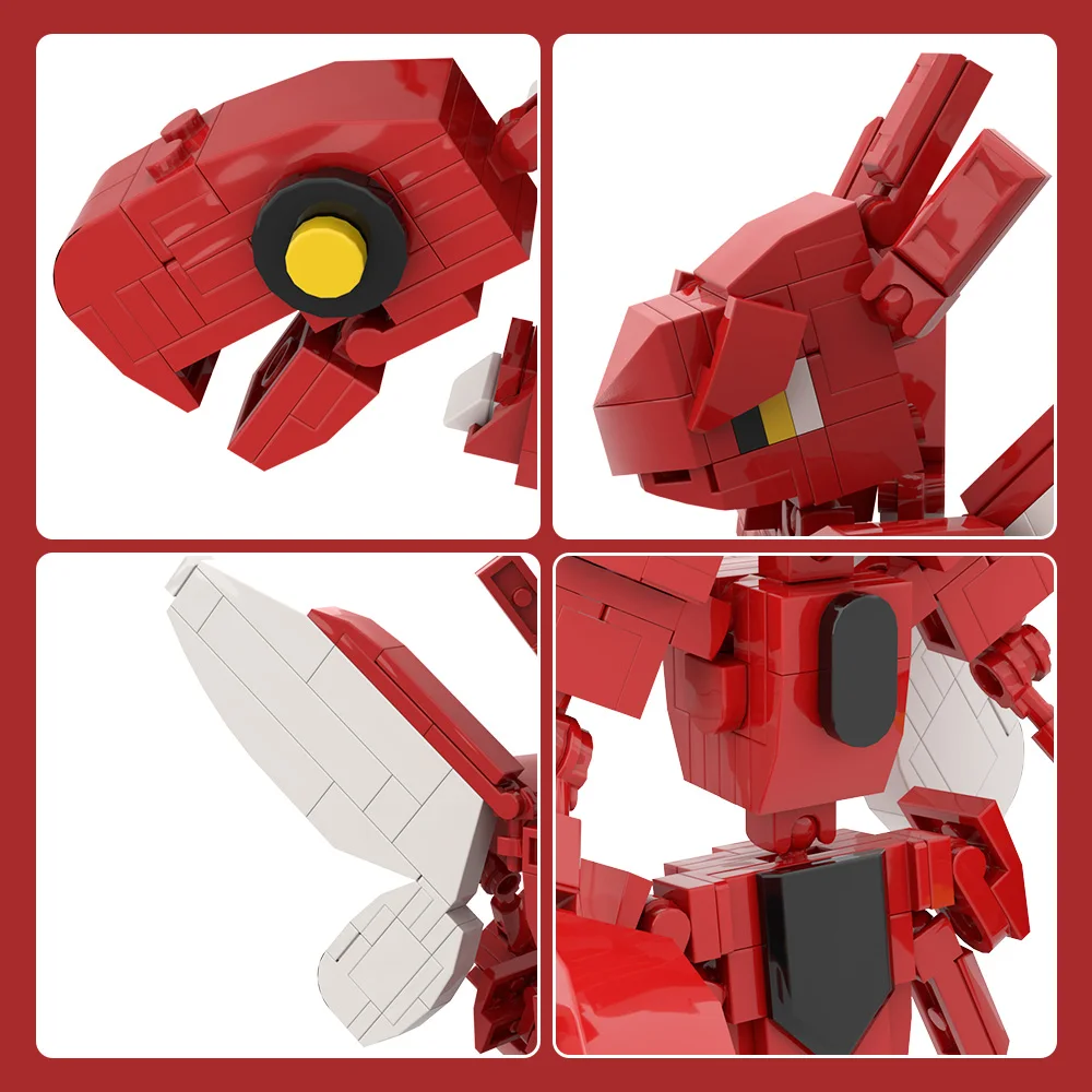 MOC animación Scizor figura modelo bloques de construcción insecto rojo Mantis volador lucha elfo figura de acción ladrillos ensamblados juguete para regalo