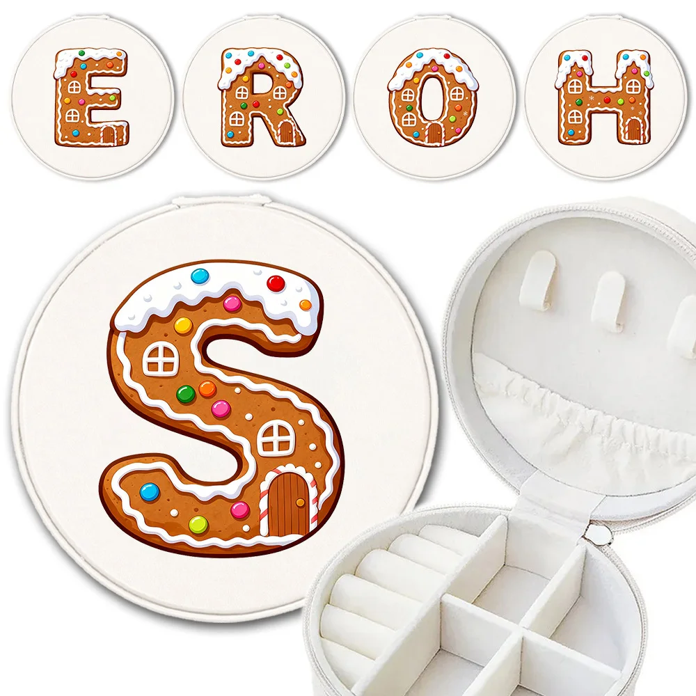 

Jewelry Display Storage Box Large Capacity Dustproof Jewelry Box PU Bracelets Storage Case Gingerbread House Letter Pattern