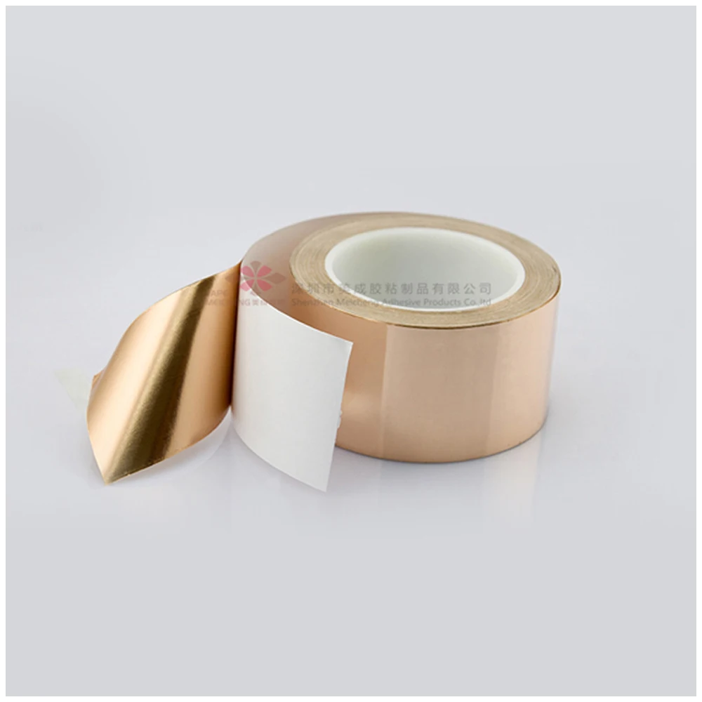 Pita Tembaga Tebal 0.08 Mm Panjang 30M Single Konduktif Perekat EMI Shielding Panas Resist untuk Gitar Listrik Strip Perekat