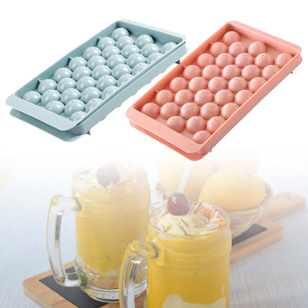 

Mini Ice Cube Tray With Lid Plastic Ice Mold Refrigerator Spherical Ice Ball Maker Kitchen Tools Easy-Release & Flexible Mold