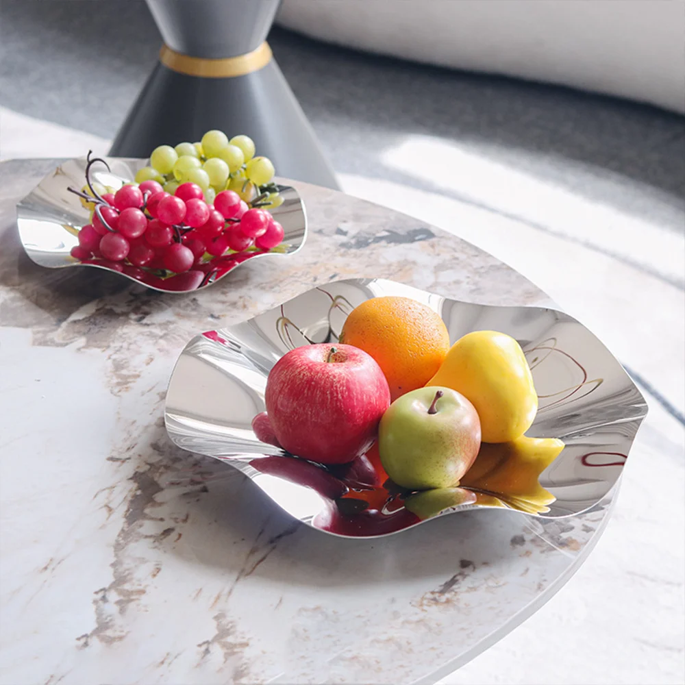 Creative Fruit Plate Stainless Steel High-end Light Luxury Fruit Plate Restaurant Bar Home Living Room Coffee Table Decoration