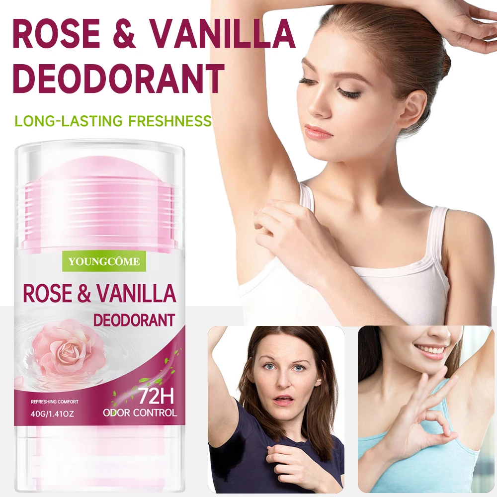 Rose & Vanilla Deodorant Cream Anti Sweating Keep Drying Fragrance Remove Armpit Odor Underarm Refresh Sticks Fade Body Odor