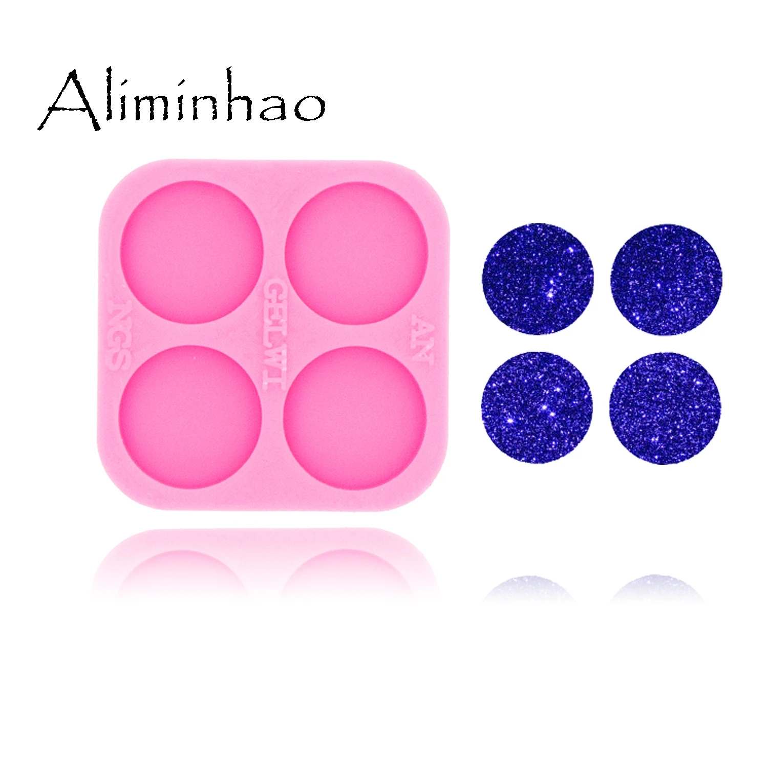 DY0451 brillante/0,75/1,5/1,7 pulgadas de forma circular molde redondo de silicona molde de resina Epoxy insignia carrete como bueno