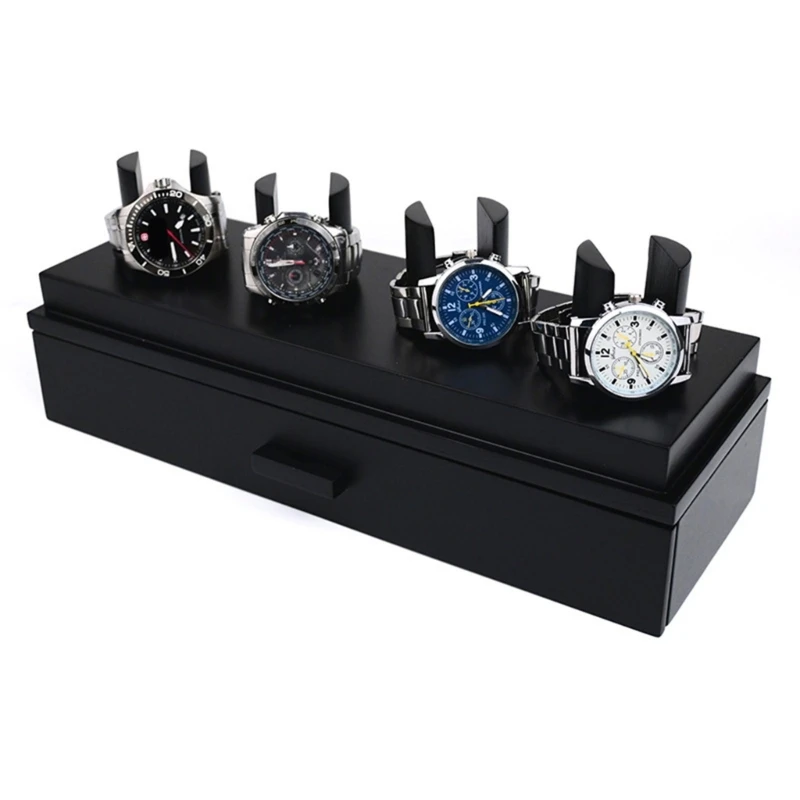 New Sophisticated Watch Case Organizers Handy Watch Display for 4 Watches Elegant Men's Watch Case with Acrylic Top