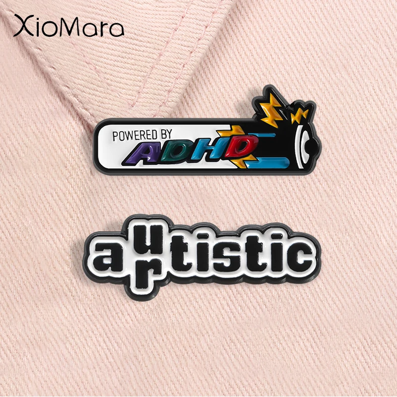 Powered by ADHD Battery Enamel Pin Mental Health Awareness Neurodivergent Brooch Lapel Badge Jewelry Accessories Gift for Friend