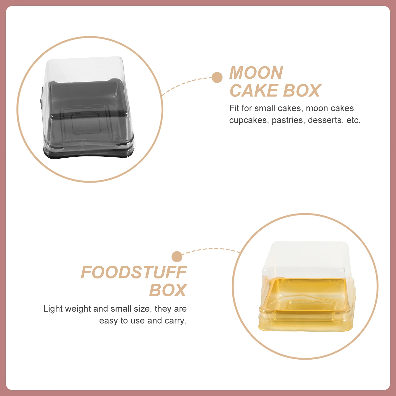 

100 pcs Square Blister Boxes 50g Each for Cakes Mooncakes Pastries Storage Kitchen Bar Supplies