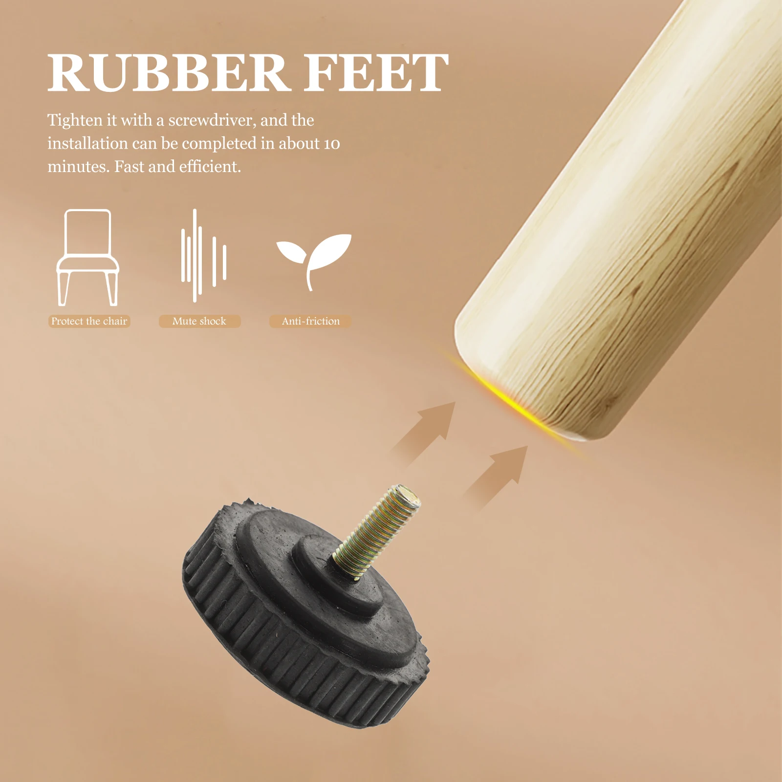 

8pcs Shock Absorbing Cushion Furniture Pads Sliders Rubber Feet for Chair Table Durable Bumper Pads Easy Install Sturdy