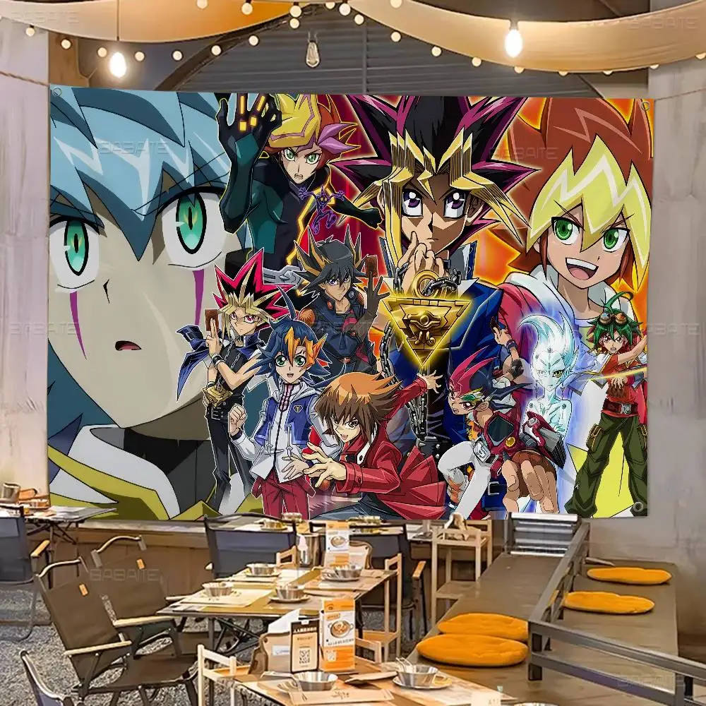 Amine Yu Gi Oh Hängende Flagge mit kreativem Muster, bedrucktes Polyester-Banner, handgezogene Flagge