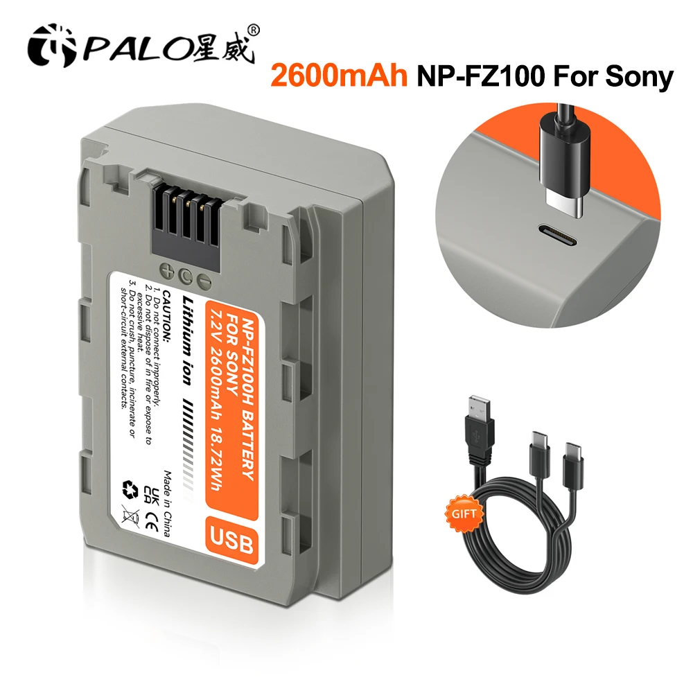 NEW NP-FZ100 NP FZ100 Battery with Type-C Fast Charging for Sony A6700 BC-QZ1 Sony a9 a7R III a7 III A7R3 a7R IV A6600 ZV-E1