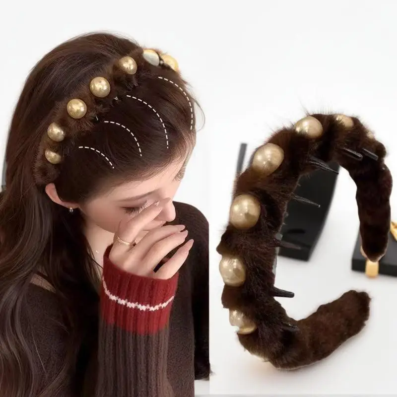 ربطة شعر من القطيفة غير قابلة للانزلاق للنساء، زينة شعر حلوة، عصابة رأس، إكسسوارات شعر عصرية #3