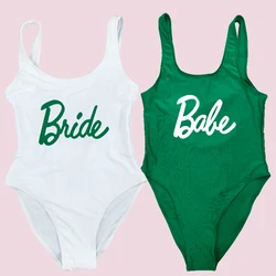 S-3XL Bride One Piece Swimsuit Women Swimwear Babe Beachwear Summer Bathing Sexy Swimsuits Wedding Party Swimming Suit Plus Size