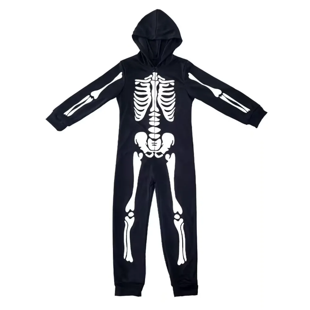 Halloween Glow-in-the-Dark Skeleton Onesie - Fluorescent Skeleton Bodysuit, Grim Reaper Funny Performance Cosplay Costume