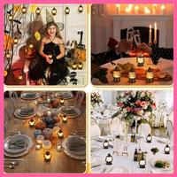 24Pcs Black Electronic Candle Lantern Light Hanging Lantern Lamp Flameless LED Oil Lamp Christmas Home Deco