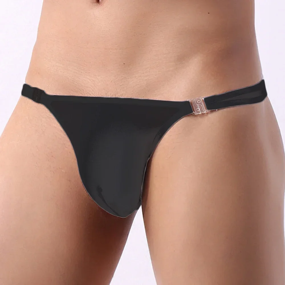 Tanga Sexy de tiro bajo para hombre, ropa interior transpirable con botón, bragas de Color sólido, lencería, 1 unidad