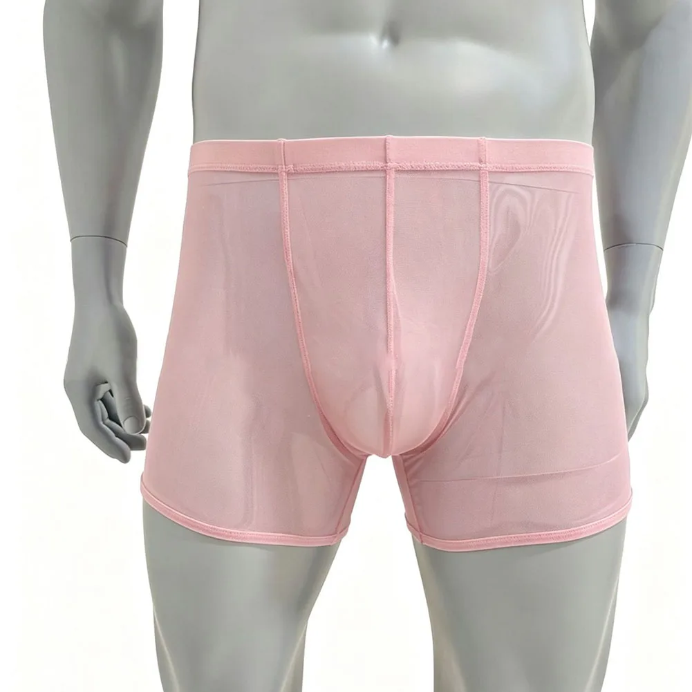 Men Mesh Sissy See-through Ultra-thin Boxer Shorts Soft Extreme Night Underwear High Waist Trunks Panties Men's Clothing Fashion