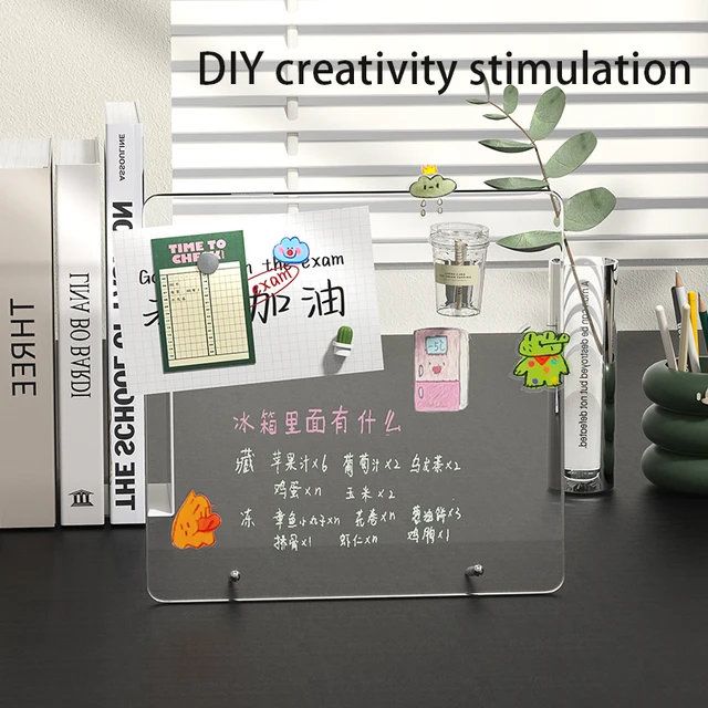 Desktop message board Acrylic transparent notepad Office memo board can be written home memo board magnetic desktop board 3