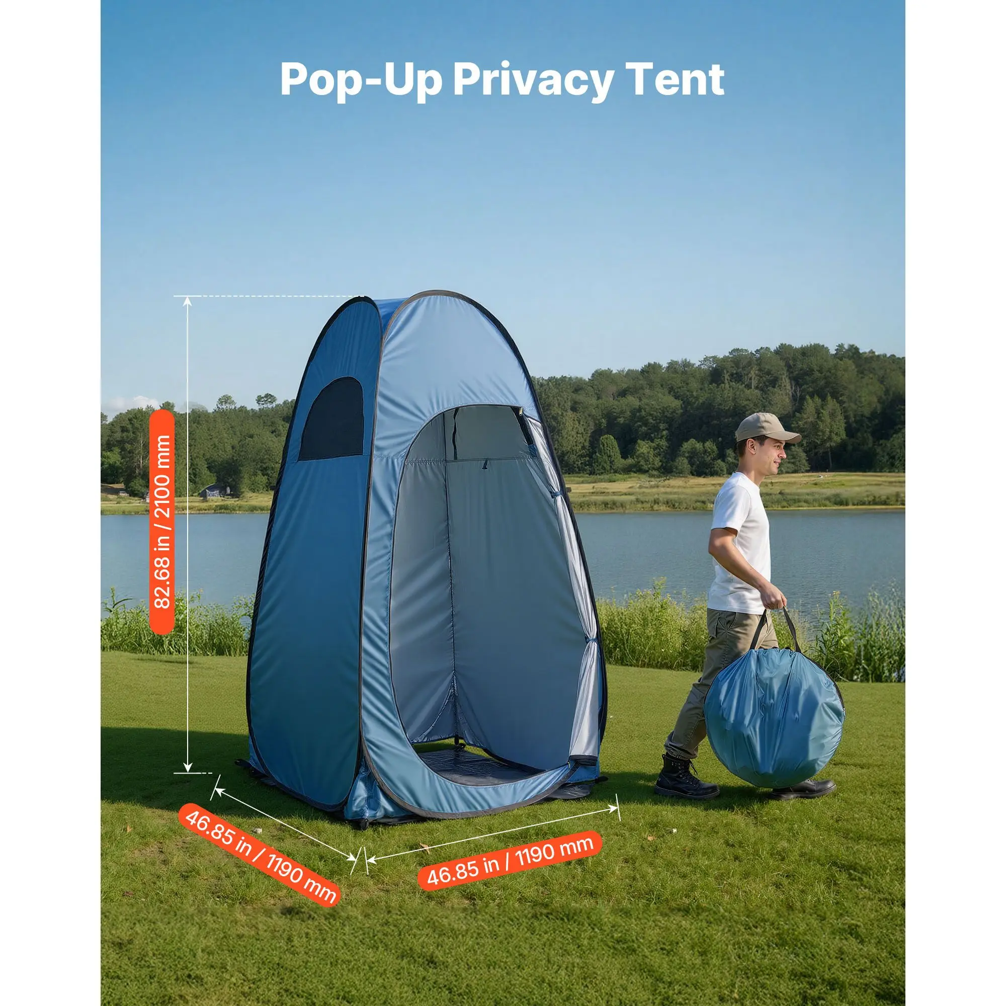 Premium Pop up Shower Tent, Instant Portable Privacy Tent Changing Room with Ground Stakes, Ropes, and Carry Bag, 190T