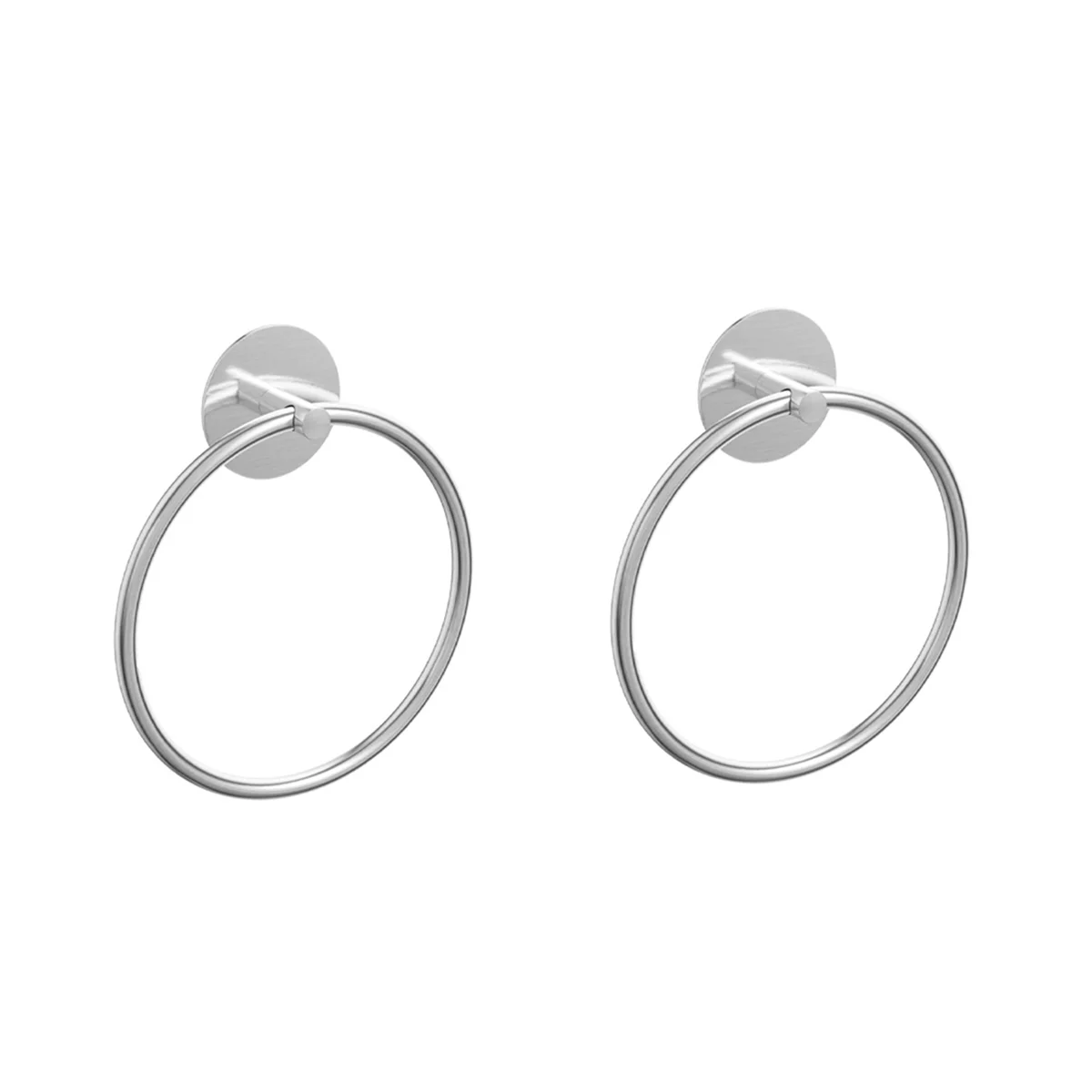 ABXF-2X Bathroom Towel Ring Stainless Steel Bathroom Towel Rack, Adhesive Wall Mounted Hand Towels Holder, Silver