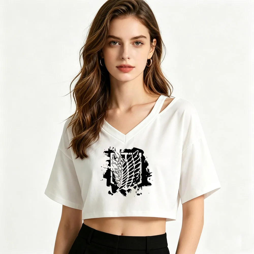 Attack on Titan cropped top girl kawaii anime 2000s japanese manga t shirt jojifuku emo y2k