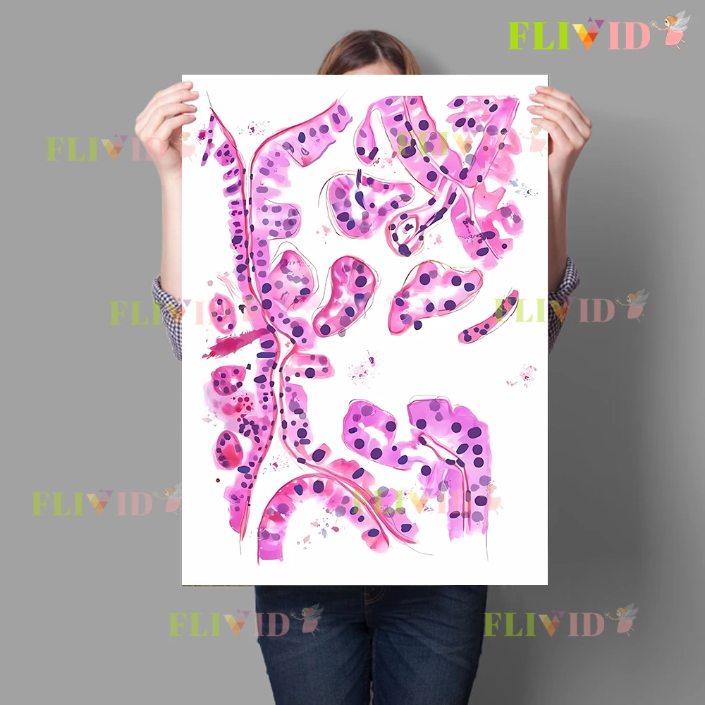 Human Tissue Microscope Wall Art,Anatomical Histology Watercolor Canvas,Pathology Educational Poster, Clinic & Lab Decor