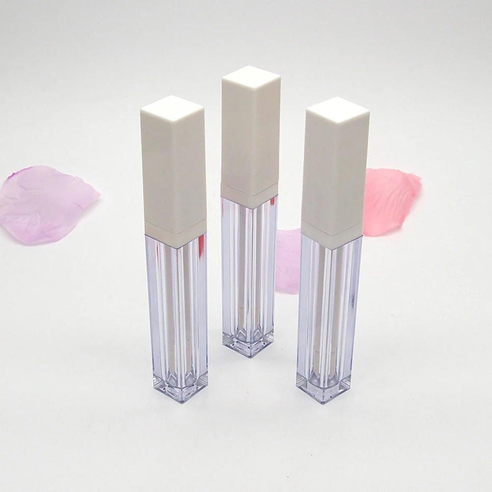 

4pcs Lip Gloss Tubes Empty Square Containers Wand Bottles Lightweight Travel Size Cosmetics Tube for Lip Gloss Toner Makeup