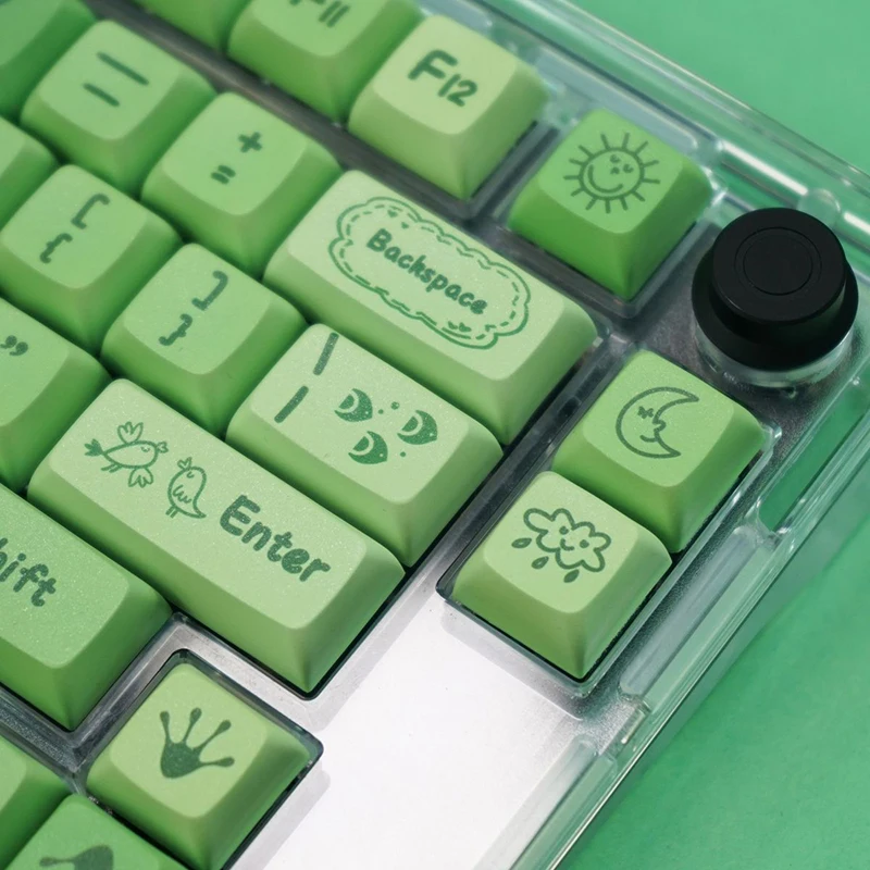 GREEN FROG Artisan Keycaps Custom Pbt  XDA Profile Keycap Cherry Mx Switches 127 Keys for Gaming Rainy75 Accessories Keyboard