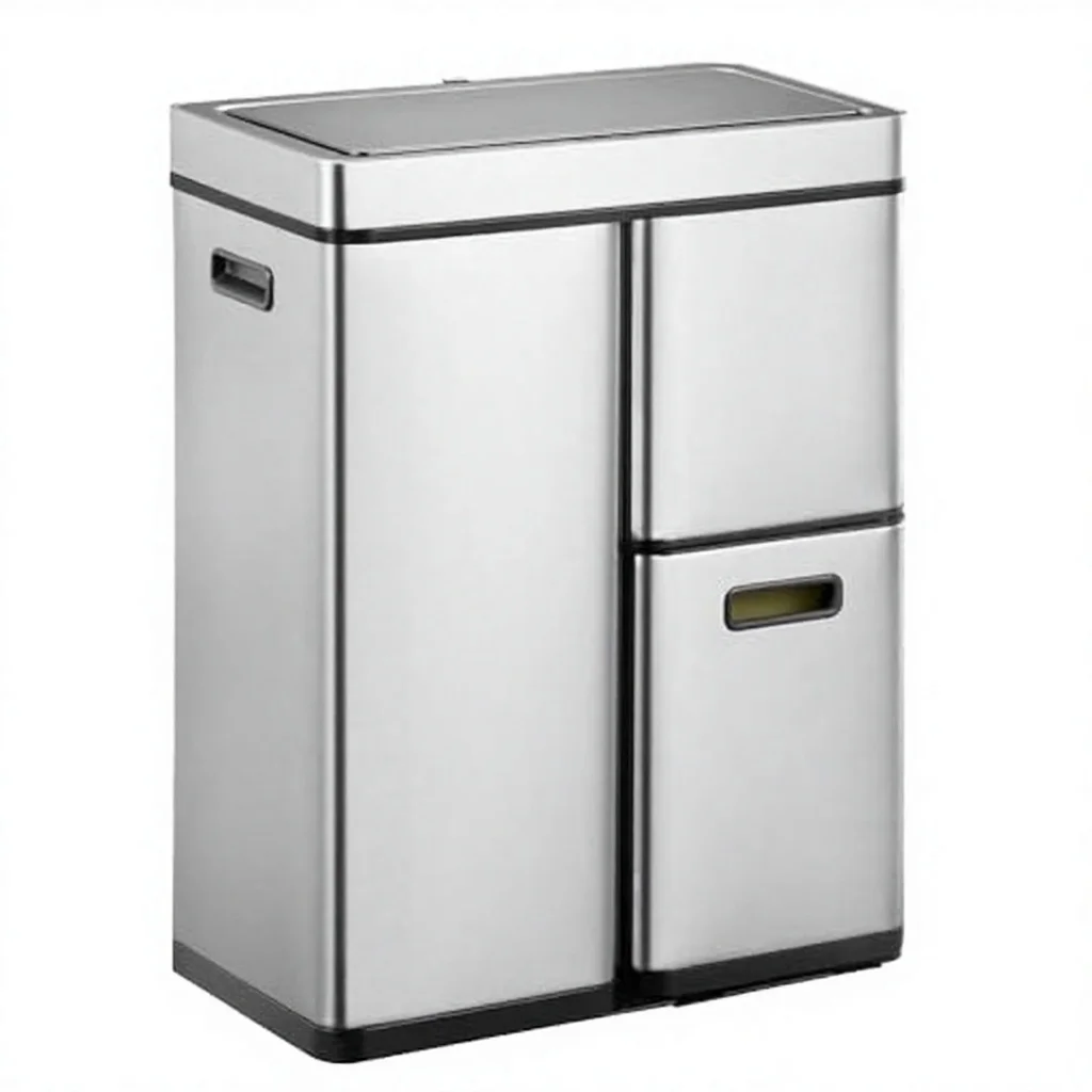 Recycling bin with motion sensor 30 + 15 + 15L 3 plastic inner bins, automatic waste sorting system, stainless steel material