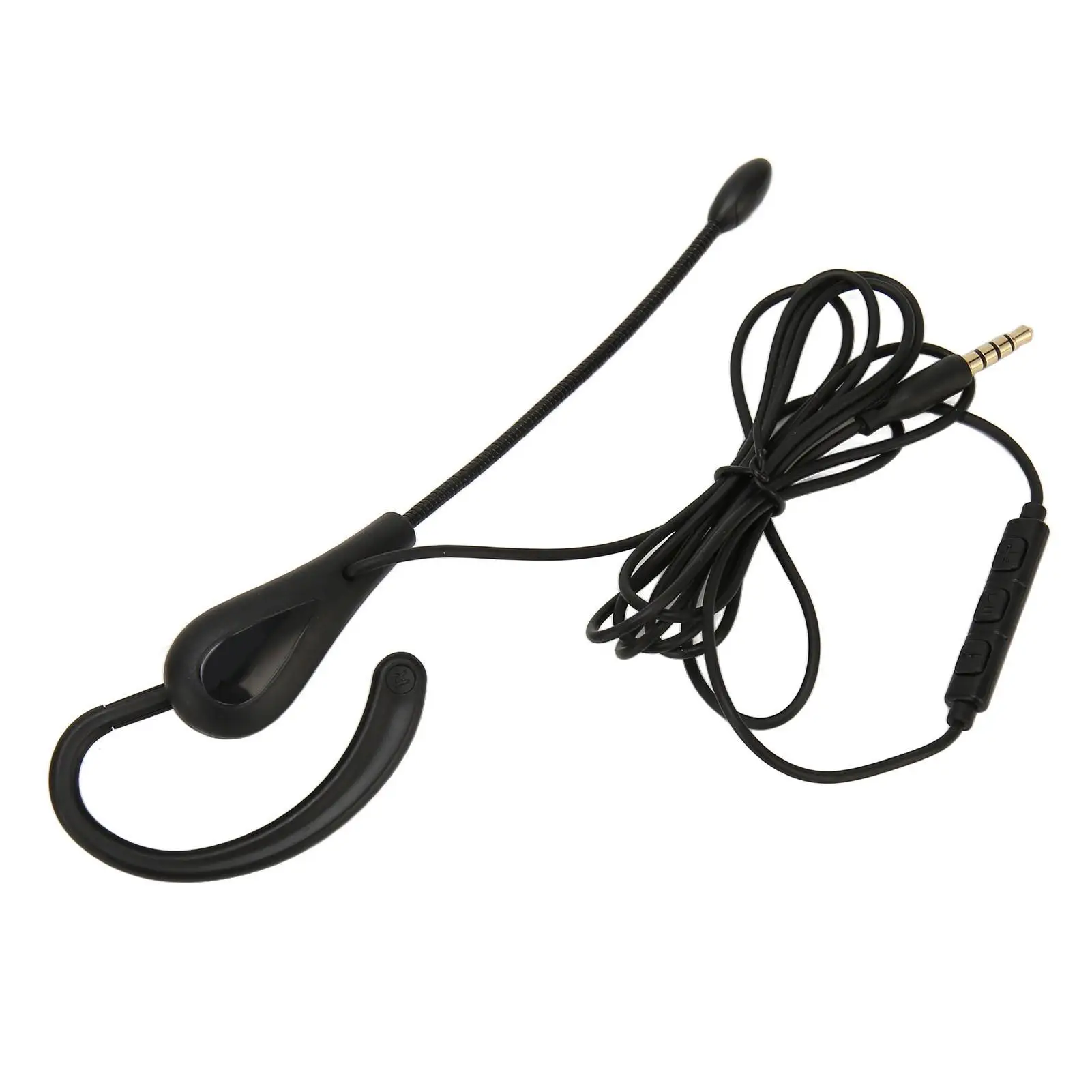 Lightweight Wired Single Ear Headset with Microphone - Noise Cancelling Monaural Earpiece for call Center & Office Use