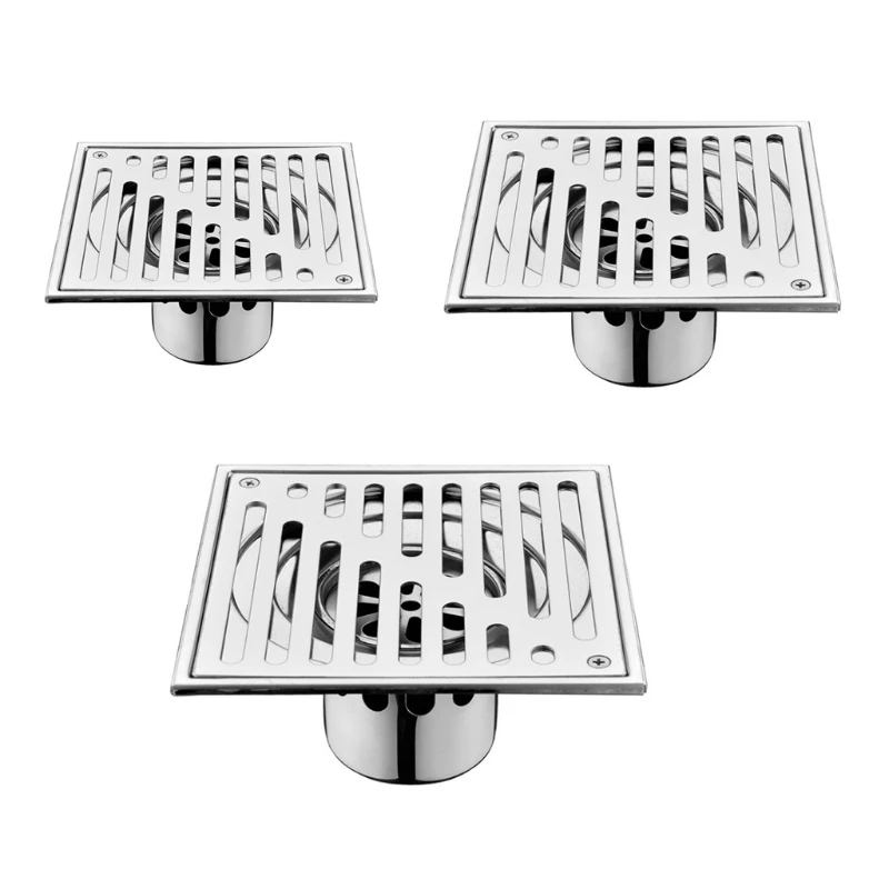 

Stainless Steel Shower Square Drain Plug Cover Anti-Odor Bathroom Floor Strainer