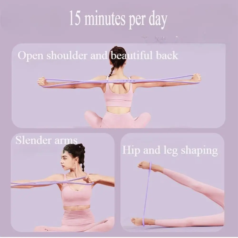 Figure 8 Yoga Resistance Band 15/25/35 LB Soft Silicone Exercise Band Quick Rebound Fitness Resistance Band