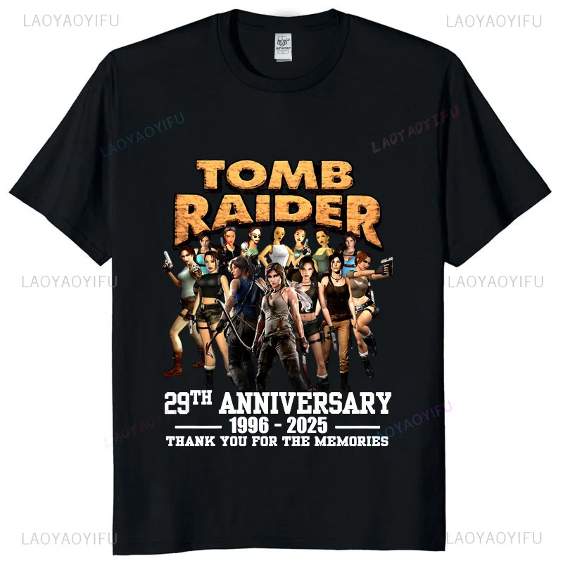 تومب رايدر 29th 30 سنة الذكرى خمر التي شيرت 1996 2025 2026 ريترو الألعاب المحملة للجنسين مروحة هدية ملابس الشارع الشهير غير رسمية #2