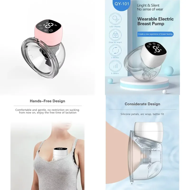 Electric Wearable Breast Pump Spa Grade Comfortable Flower Cup Flange Large Capacity Hands Free