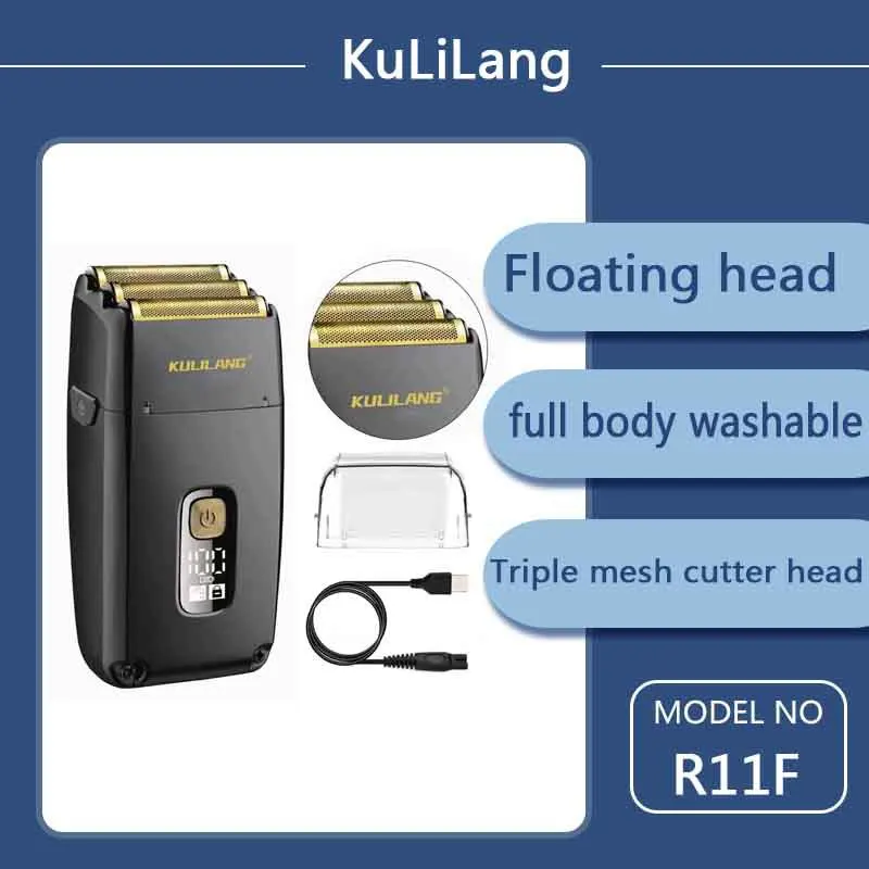 

KULILANG Electric Foil Shavers for Men All Metal 3 in 1 Foil Trimmer LED Waterproof Shaving Machine 3-Speed Adjustable