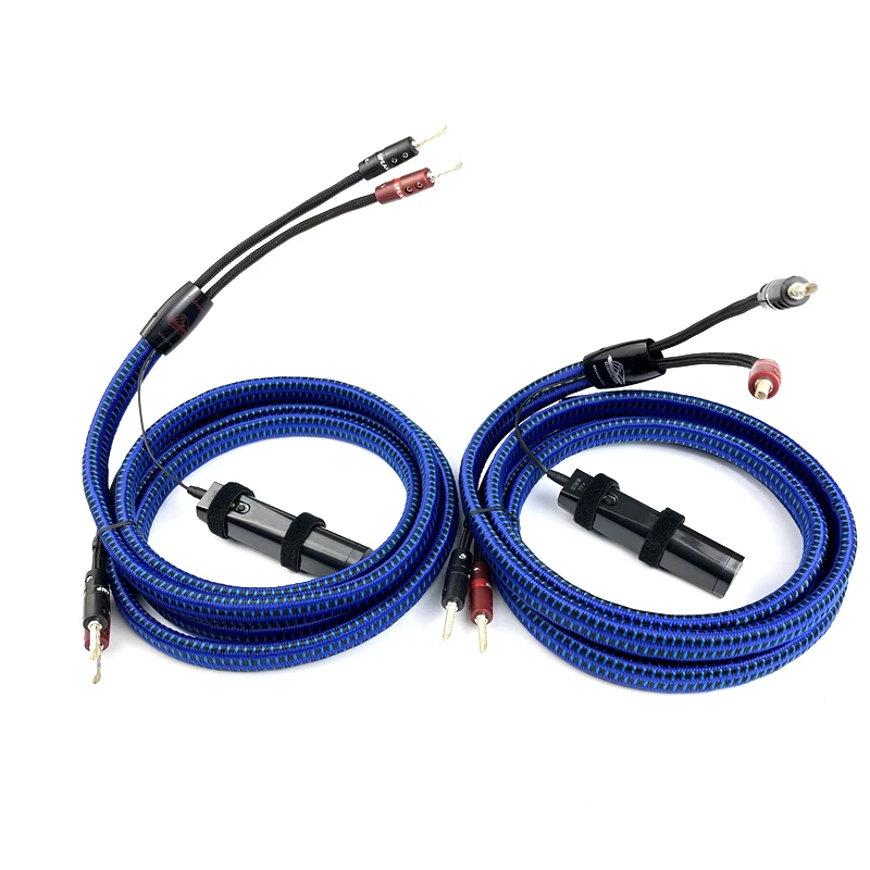 Pair Audiophile Gibraltar Speaker Cable Silver Banana Plug HiFi Audio Line with 72V Battery