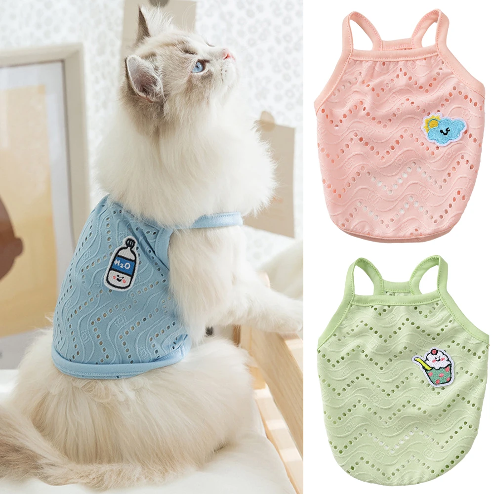 Cat Puppy Hollow Out Camisole Vest Summer Summer Breathable Pet Clothes for Small Dogs Cats Kitten Clothing Outfit