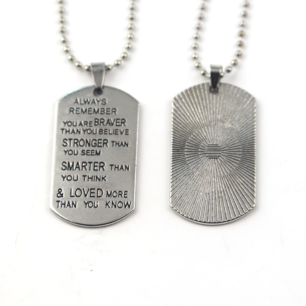 Men Card Pendant Necklace Always Remember You Are Braver&Thank You for Being The Dad Lettering Jewelry Father Gift