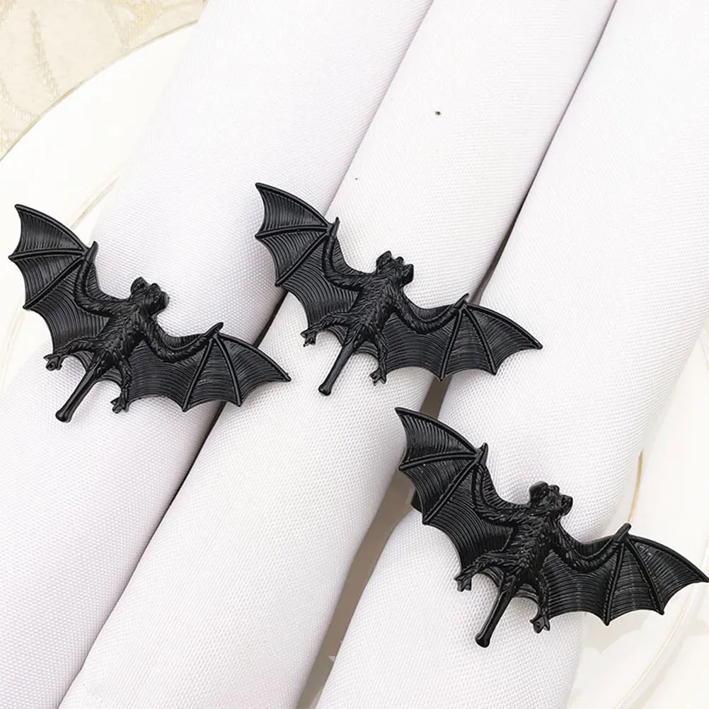 

6pcs Bat Napkin Rings Halloween Ghost Hand Buckles Decorative Stylish Table Accessories Kitchen Bar Supplies
