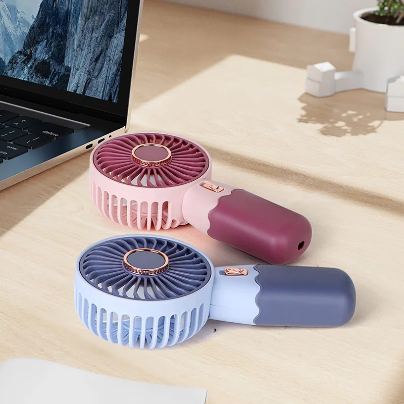 2 in 1 Mini Electric Fan Portable Handheld USB Rechargeable Cooling Desk Fan With Mobile Phone Stand Function