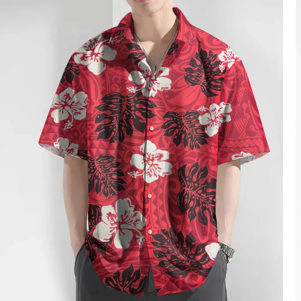 Hawaii Men's Shirt Tropical plants pattern 3D Printed Tops Summer Fashion Holiday Short Sleeves Shirts Lapel Button Streetwear