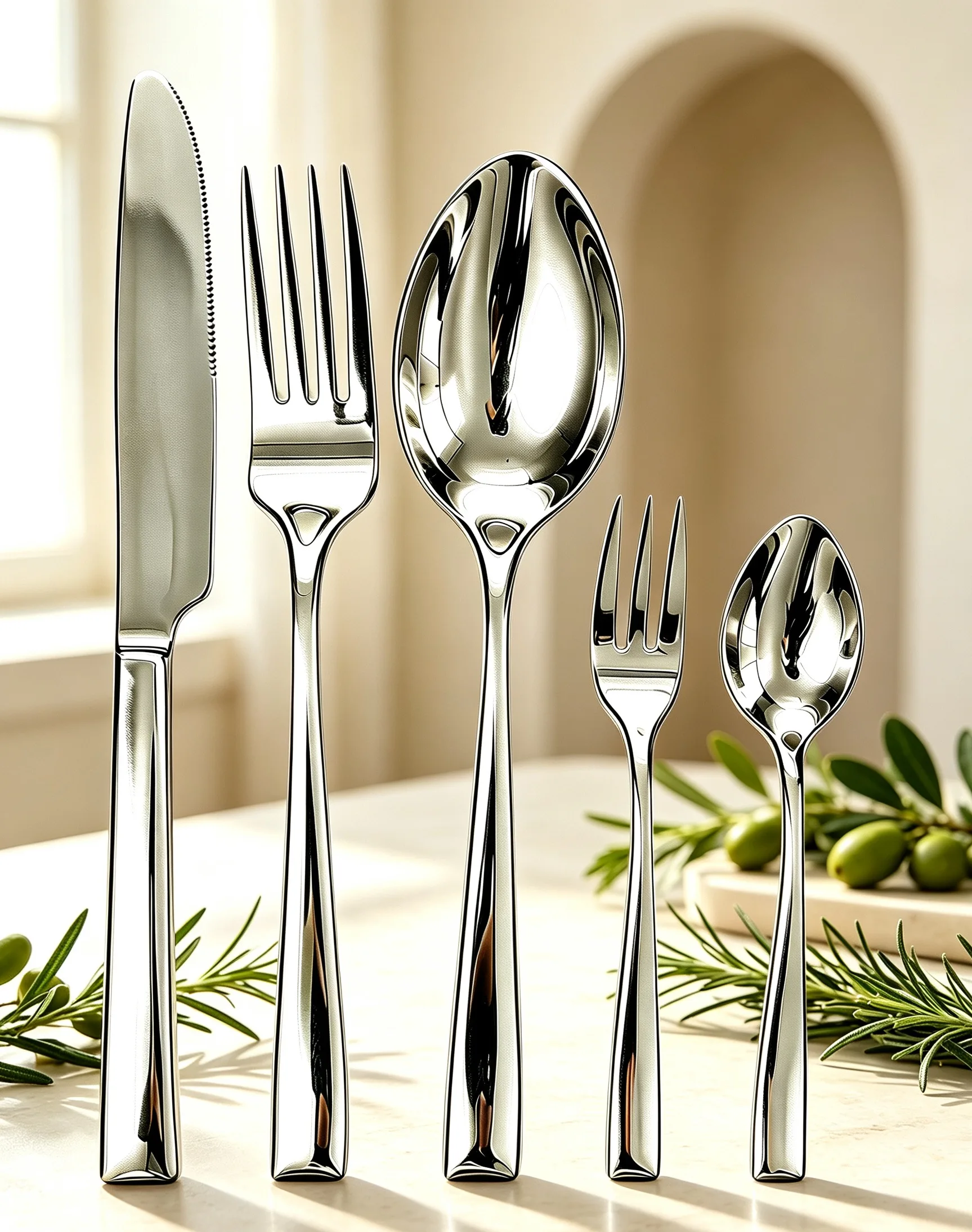 4/5Pcs Slanted Stainless Steel Cutlery Set Spoon Fork Knife Portable Reusable Outdoor Camping Tableware