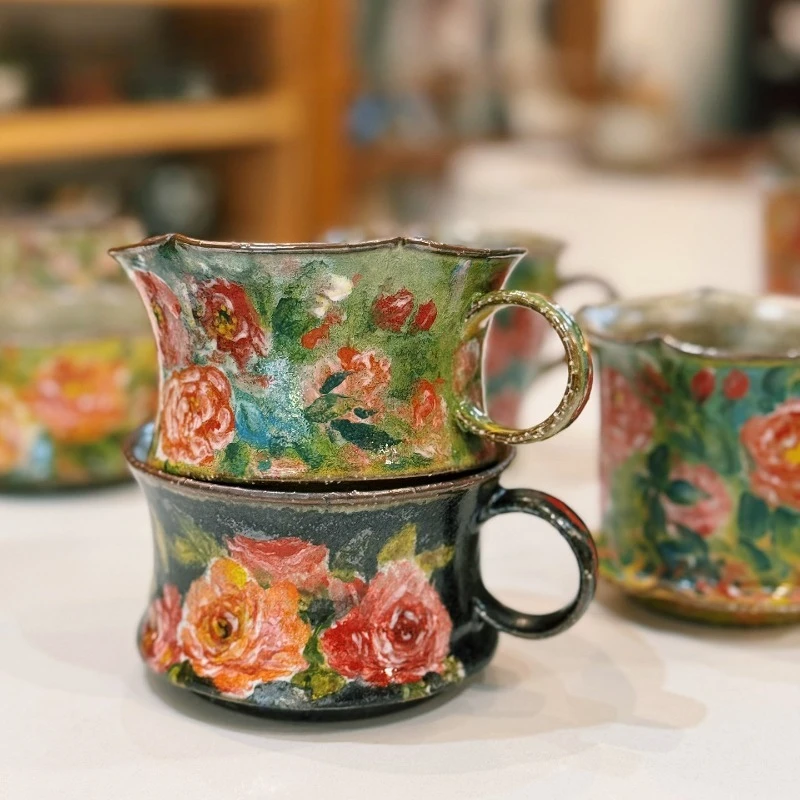 Jingdezhen dyed si handmade retro coarse pottery mug/coffee cup